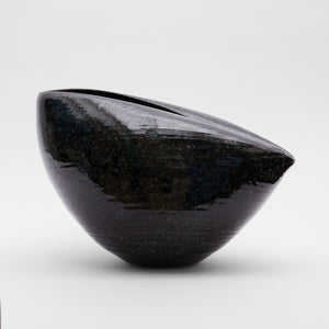 Black Large Black Cosmic Open Oval Form, Vessel N.106, Interior Sculpture, Objet D'Art