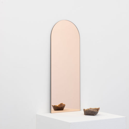 In Stock Arcus™ Arch shaped Rose Gold Tinted Contemporary Bespoke Frameless Mirror