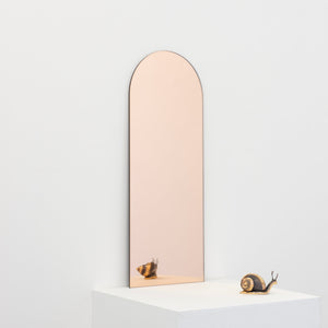 In Stock Arcus™ Arch shaped Rose Gold Tinted Contemporary Bespoke Frameless Mirror