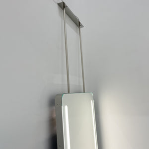 Quadris™ Ceiling Suspended Front Illuminated Rectangular Mirror with Polished Stainless Steel Frame
