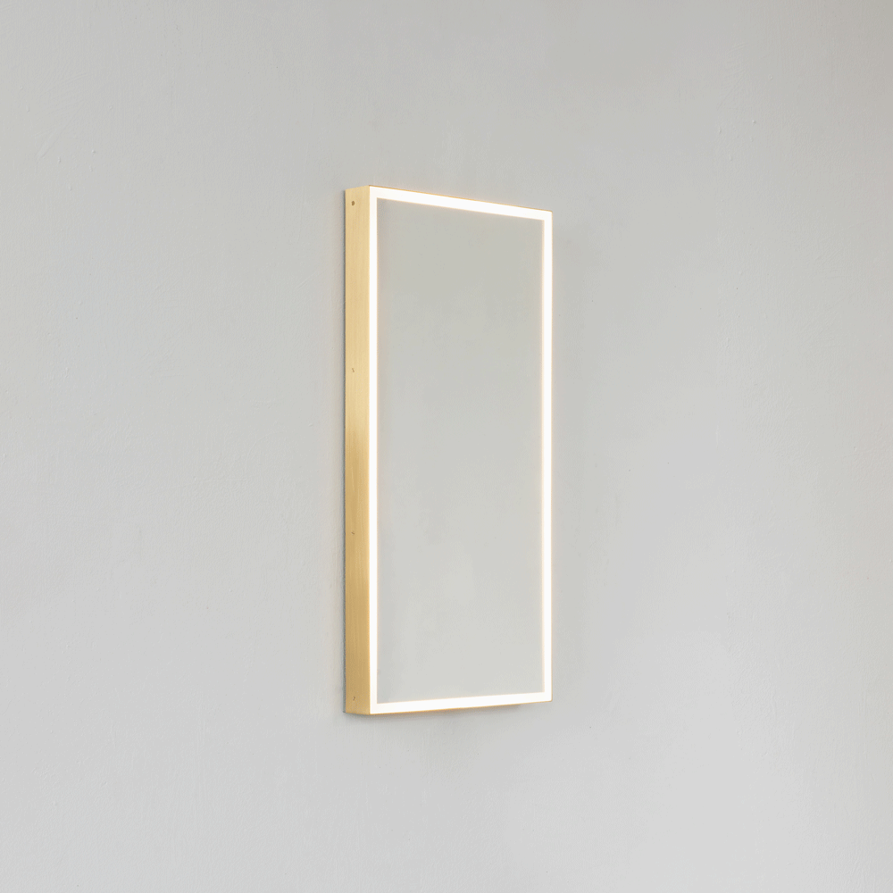 Quadris™ Rectangular Front Illuminated Modern Mirror with Brushed Bras