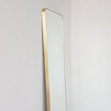 Oversized Quadris™ Wall leaning and Wall Hanging Rectangular Mirror, Brass Frame