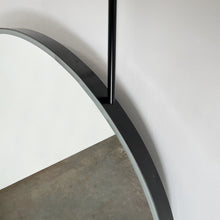 Modern Orbis™ Illuminated Ceiling Suspended Round Mirror with Black Frame