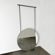 Modern Orbis™ Illuminated Ceiling Suspended Round Mirror with Black Frame