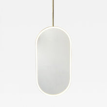 Capsula™ Ceiling Suspended Contemporary Mirror with a Brass Frame and Front Illumination