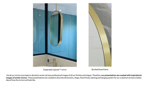 Set of 2 Bespoke Suspended Capsula™ Mirror Brushed Brass Frame 1 Rod Front Illumination (914 x 610 x 41mm)