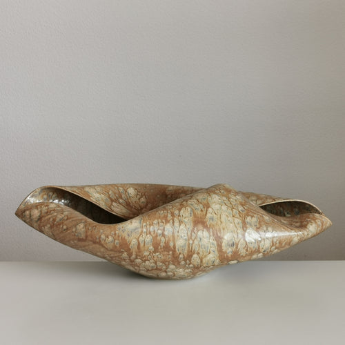 Wide Undulating Open Form with a Desert Dusk Glaze, Vessel N.135, Interior Sculpture, Objet D'Art