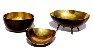 Set of three Brass Bowls with Bronze Patina Finish