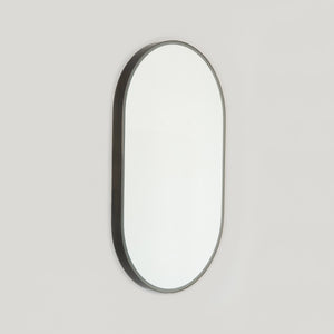 Capsula™ Front Illuminated Capsule shaped Mirror with Bronze Patina Brass Frame, Customisable