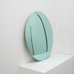 Orbis™ Round Light Green Tinted Contemporary Convex Frameless Mirror