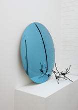 Orbis™ Round Blue Tinted Modern Convex Frameless Mirror