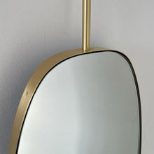 Ceiling Suspended Organic Shaped Art Deco Mirror with Brass Frame