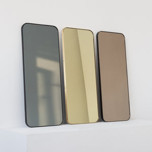 Quadris™ Rectangular Bronze Tinted Minimalist Mirror with a Black Frame