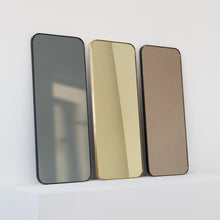 Quadris™ Rectangular Black Tinted Contemporary Mirror with a Brass Frame