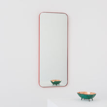 Quadris™ Rectangular Modern Customisable Mirror with a Red Frame