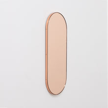 Capsula™ Capsule shaped Rose Gold Contemporary Mirror with a Copper Frame