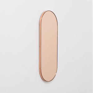 Capsula™ Capsule shaped Rose Gold Contemporary Mirror with a Copper Frame