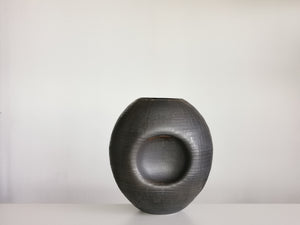 Large Black Concave Planetary Form, Vase n.34, Interior Sculpture, Objet D'Art