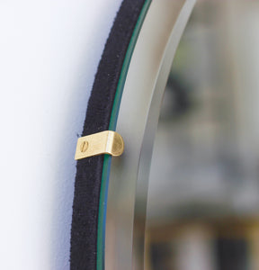 Orbis™ Bevelled Round Frameless Art Deco Mirror with Brass Clips