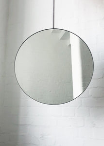 Orbis™ Suspended Round Handcrafted Modern Mirror with Stainless Steel Frame