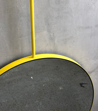 Orbis™ Ceiling Hanging Suspended Round Mirror with a Modern Yellow Frame