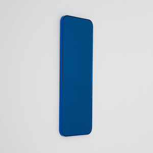Quadris™ Rectangular Blue Tinted Contemporary Mirror with a Blue Frame