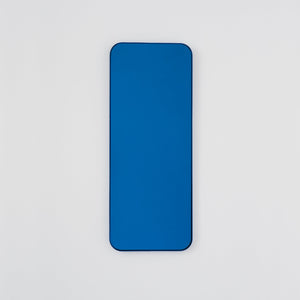 20% off Ready to Ship - Quadris Rectangular Blue Tinted Contemporary Mirror with a Blue Frame
