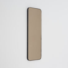 Quadris™ Rectangular Bronze Tinted Minimalist Mirror with a Bronze Patina Brass Frame