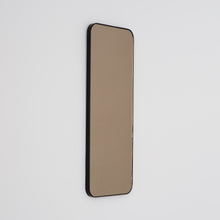 Quadris™ Rectangular Bronze Tinted Minimalist Mirror with a Black Frame