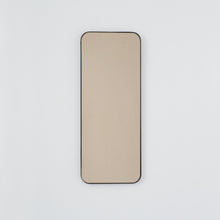 Quadris™ Rectangular Bronze Tinted Minimalist Mirror with a Bronze Patina Brass Frame