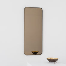 Quadris™ Rectangular Bronze Tinted Minimalist Mirror with a Bronze Patina Brass Frame