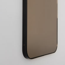 Quadris™ Rectangular Bronze Tinted Minimalist Mirror with a Bronze Patina Brass Frame