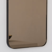 Quadris™ Rectangular Bronze Tinted Minimalist Mirror with a Bronze Patina Brass Frame