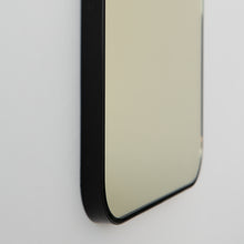 Quadris™ Rectangular Gold Tinted Bespoke Mirror with a Black Frame