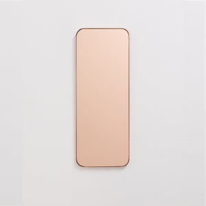 20% off Ready to Ship - Quadris Rectangular Rose Gold Minimalist Mirror with a Copper Frame