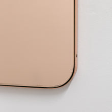 Quadris™ Rectangular Rose Gold Minimalist Mirror with a Copper Frame