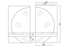 Set of 5 Bespoke Mirrors: 2 sets of 2x Luna™ Half-Moon Mirrors and 1x Suspended Capsula™  Pill Shape Mirror TIGER Drylac®_68/60306 Frame