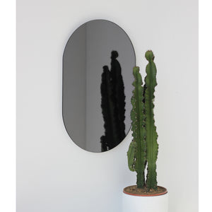 Capsule shaped Black Tinted Contemporary Frameless Mirror