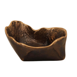 Small Squared Handmade Cast Bronze Bowl Inspired by Wabi-Sabi, Vide-Poche