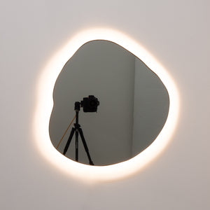 NEW Ergon™ Organic Shaped Illuminated Contemporary Mirror with Bronze Patina Brass Frame