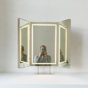 NEW Contemporary Illuminated Countertop Triptych Mirror