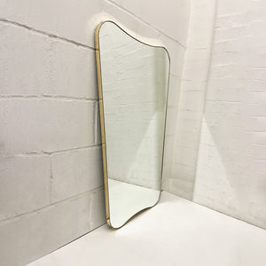 Gio Ponti Inspired Mid-century Mirror with a Minimalist Brass Frame