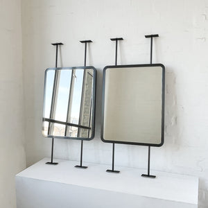 Set of 2 Countertop to Ceiling Quadris™ Mirrors with Blackened Stainless Steel Frame