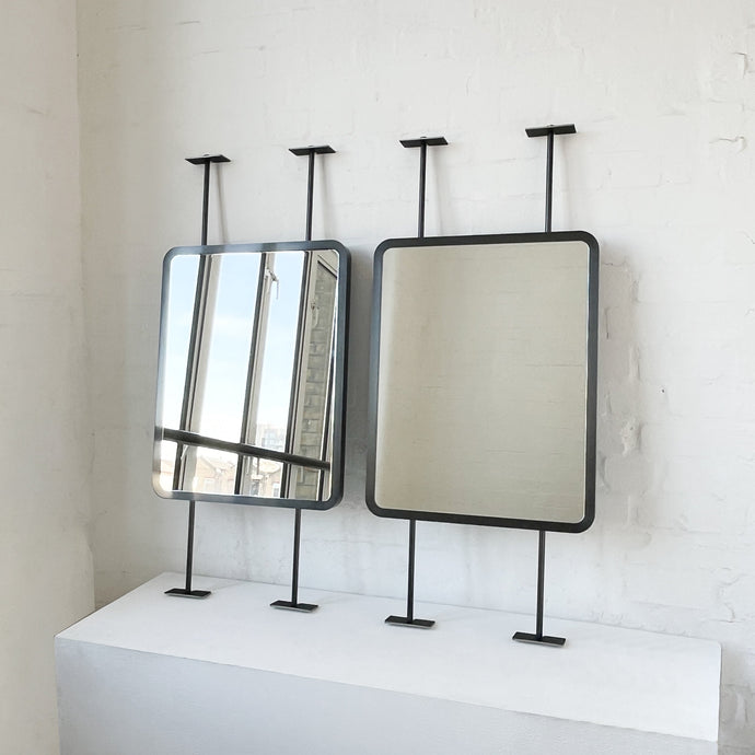 Set of 2 Countertop to Ceiling Quadris™ Mirrors with Blackened Stainless Steel Frame