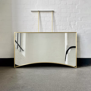 Ceiling Suspended Irregular shaped Mirror with Brushed Brass Full Frame