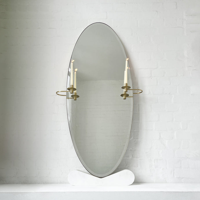 New Ovalis™ Beveled Mirror with Decorative Candleholders