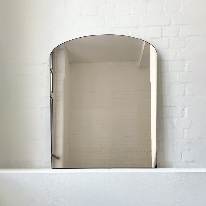 New Overmantel Arcus Mirror with a Bronze Tint and Bronze Patina Frame