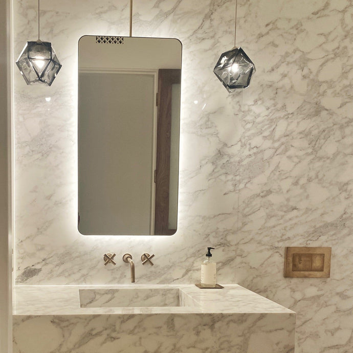 Bespoke Back Illuminated Ceiling Suspended Quadris™ Mirror
