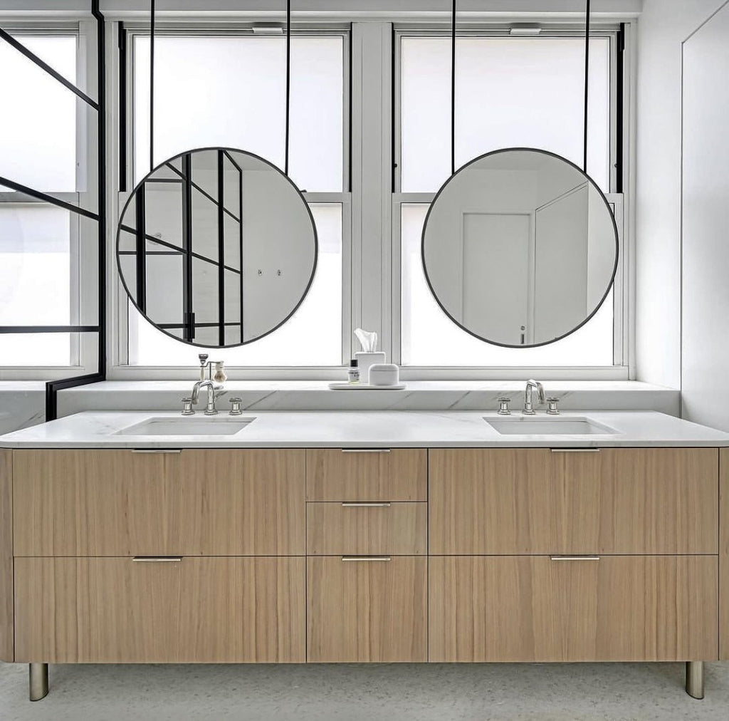 Bespoke Round Ceiling Suspended Bathroom Mirror with Front Illuminatio