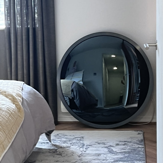 NEW Black Convex Mirror with a Blackened Metal Frame